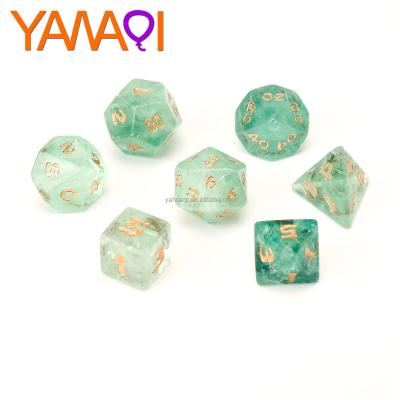 China Factory Selling Natural Green Adult Set 7 Set Polyhedral Flourite Dice Bag Z09 A08SETZ09-A036 Dies for sale