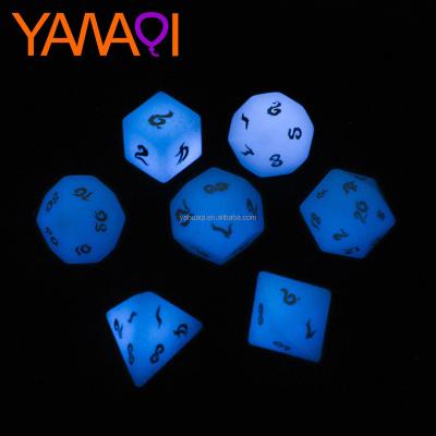 China 7pcs Dice Set D4 D6 D8 D10 D12 D20 Dice Synthetic Light Blue Moonstone Dice Sets Accessories Z02 Hot Sale for sale