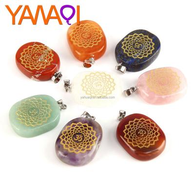 China New Creative Shaped Natural Crystal Chakra Colorful Pendant Religion Pendant Necklace For Gift for sale