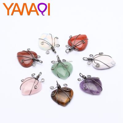 China High quality Western creative heart-shaped pendant style explosive natural crystal rough stone jewelry for sale