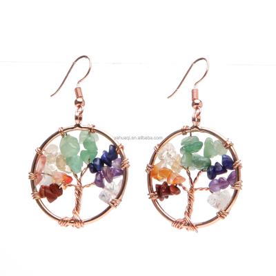 China Other Life's New Fashion Exaggerated Creative Handmade Tree Pop Earrings Gravel Plating Rose Gold for sale