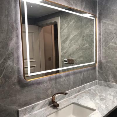 China corelead smart bathroom illuminated warm light mouth mirror with frosted led lamp for sale