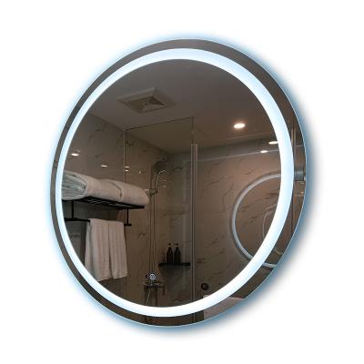 China Unique Round Polished Edge Large Super Bright Frameless Led Wall Mirror For Room Design for sale