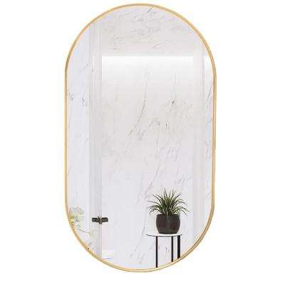 China Easy To Clean Bathroom Oval Round Silver Mirror With Metal Frame Mirror Vanity Mirror for sale