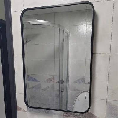 China Easy To Clean Rectangle 28mm Width 24x36 Inch Round Black Framed Bathroom Mirror for sale