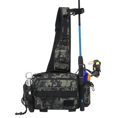 China New High Quality Anti-theft Camouflage Portable Military Outdoor Fishing Tackle Fishing Tactical Single Messenger Multi Fan Shoulder Bag for sale