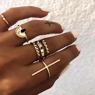 China Wholesale fashion simple punk style pattern fashion atmospheric ring set set 6 pieces personality rings crafts for sale