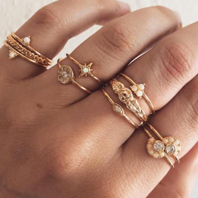 China CLASSIC retro rose double ring personality trend totem party club fashion ladies ring gold&silver color for sale