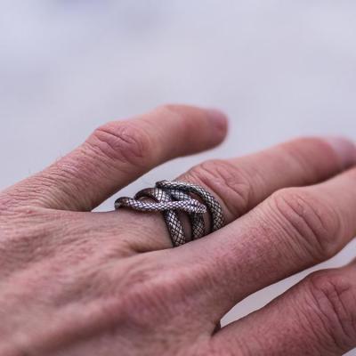 China SinDlan ALLOY exaggerate antique silver color snake ring 6#7#8#9#10# size personality vintage ring for man for sale