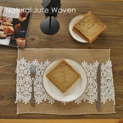 China Viable Decor Woven Luxury Lace Jute Table Bohemian Nordic Cafe Dining Table Mat Place Mat Set For Hotel Home Wedding for sale