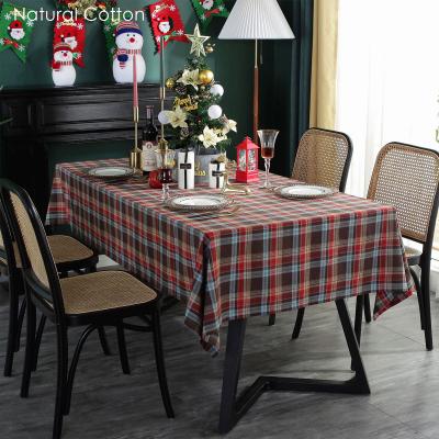 China Wholesale Cotton Luxury Decorations Heat Insulation Plaid Nordic Christmas Table Cover Cloths For Party Home Dining Hotel Banquet for sale