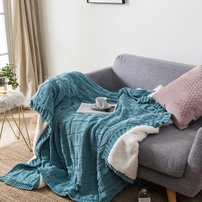 China Factory Price Anti-static High Quality Customized Luxury Warm Soft Weighted Throw Chenille Sherpa Wool Fleece Blanket For Bed Sofa Winter for sale