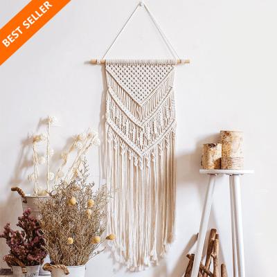 China Nordic Indian Luxury Handmade Cotton Woven Macrame Wall Hanging Tapestry Minimalist Boho Christmas Wedding Tassels Decor for sale