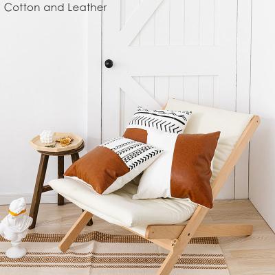 China Nordic Leather Splicing Soft Tassel Anti-Static Cotton Pillow Case Cushion Covers Zipper For Sofa Seat Bed Car Hotel for sale