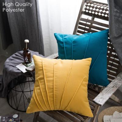 China Nordic Blue Stripe Anti-static Decorative Solid Polyester Pillow Case Soft Cushion Covers For Sofa Seat Bed Car Home Hotel for sale