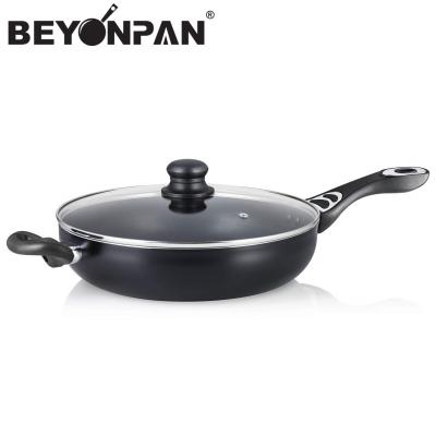 China Traditional pressed aluminum. Black Nonstick Coated Saute Pan W/L, Deep Fryer Pan for sale