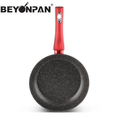 China Traditional Forged Aluminum Red Metallic Coated Frying Pan for sale