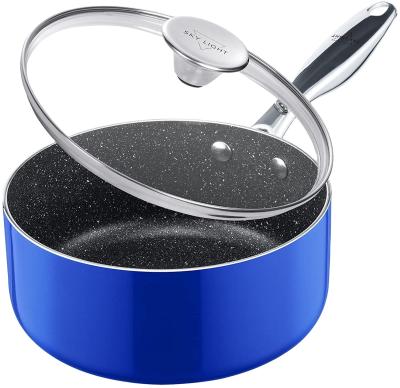 China General use for 2QT Induction Cooker GAS SAUCE ALUMINUM NONSTICK PAN WITH LID, INDUCTION BLUE 15471 for sale