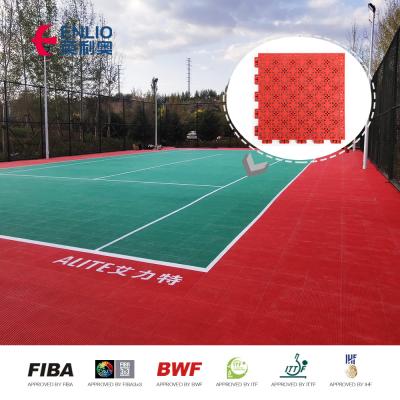 China Universal Basketball Volleyball Use Cushion Mat Pattern Modified PP Material Shock Absorption Flooring for sale