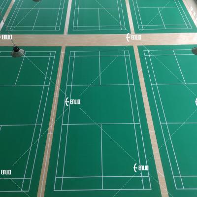 China Crystal Badminton Sand Pattern Badminton Court PVC Sports Flooring BWF Certified for sale