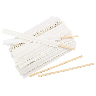 China Best Viable Selling Individual Paper Wrapped Disposable Natural Wooden Coffee Stirrer for sale