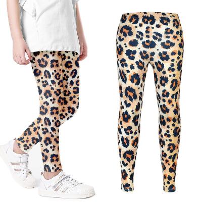 China Breathable Hot Cheap Gymnastics Spandex Sale Daily Wear Dance Pants Girls Children Kids Leopard Leggings for sale