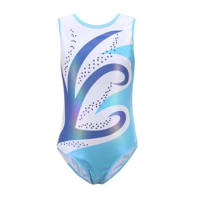 China Wholesale high quality cheap shiny rhinestone leotard factory sleeveless pink blue purple girls kids kids gymnastics leotard tights for sale