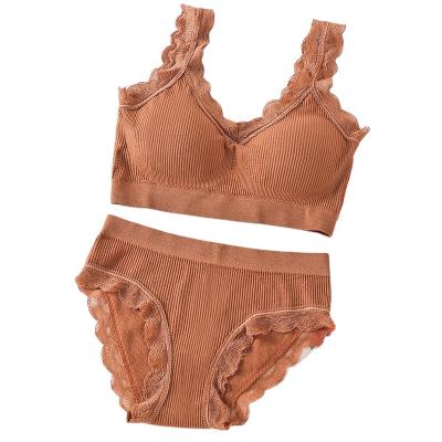 China 2021 QUICK-DRY New High Quality Korean Style Lace Girl's Bra Set No Steel Ring Bra Underwear Two-Piece Girl's Bra Set for sale