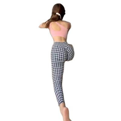 China High Waist Yoga Tiktok Gaiters Fashion Plaid Breathable Yoga Gaiters High Waisted Yoga Pants Gaiters for sale