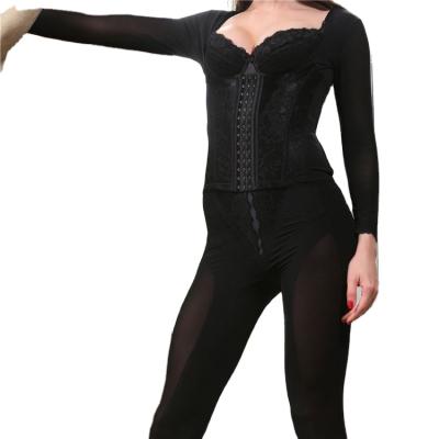 China Top Selling Antibacterial Nylon With Crotch Color Women Open Long Sleeve Slim Shapewear Full Body for sale