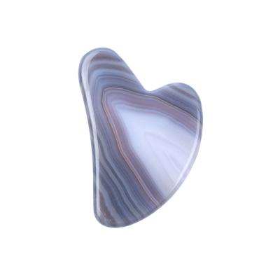 China Handhold High Quality Assurance Natural Gray Agate custom Shape Jade Gua Sha Tool for Facial Massage for sale