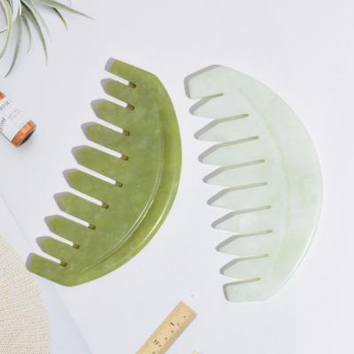 China Head Custom Natural Jade Comb Rose Quartz Stone Jade Gua Sha Comb for sale