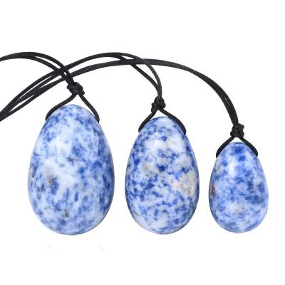 China China Factory supply Hot selling blue spot Jade Yoni Eggs Drilled undrilled Gemstone Jade Yoni Eggs with box for sale