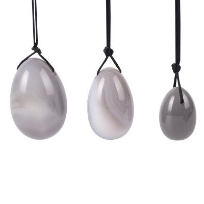 China China Yoni Eggs Wholesale Natural Grey Agate Jade Yoni Egg Kegel Eggs For Women Vaginal Exercise for sale