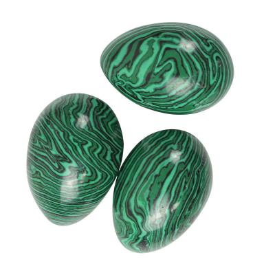 China China Factory price wholesale Semi-precious stone crystal kegel exercise jade eggs malachite Jade egg for woman vaginal care for sale