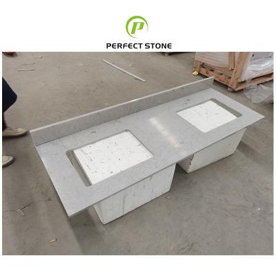 China Modern Full Body Artificial Calacatta Gray Marble For Bathroom Vanity Top For USA Market for sale