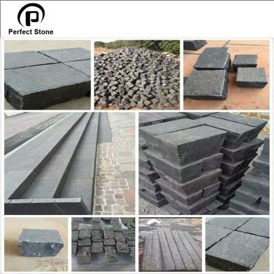 China Manufacturer Black Basalt Cobblestone Paving Stone For Pebble Stone Black Basalt Driving Road for sale