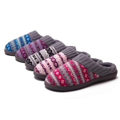 China Durable Women's Indoor Sweater Knit SBR Slippers Memory Foam Slippers for sale