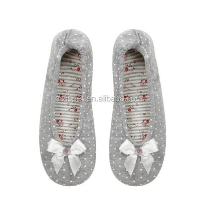 China Light Gray Cotton Indoor Bowknot Soft Ballet Slippers for sale