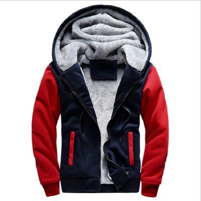 China New QUICK DRY winter sports hoodies European and American men's thick hoodie velvet zipper cardigan with color hooded coat for men for sale