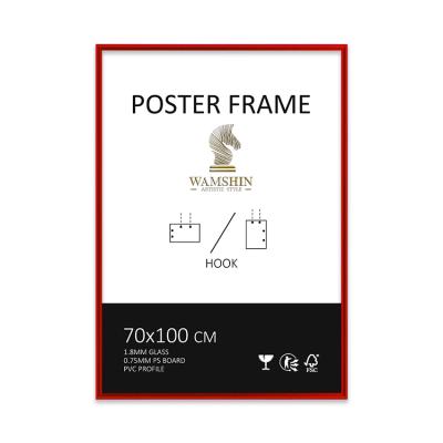 China Wamshin Plastic Red Plastic Frame 0.75mm/1.0mm PS Board 2.5mm MDF Board Picture Poster Frame 50*70cm 62*93cm for sale