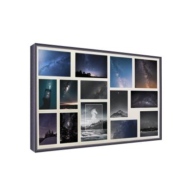 China Wamshin Black Plastic Plastic Frame 0.75mm/1.0mm PS Panel 2.5mm MDF Board Picture Collage Frame 70*100cm 50*70cm for sale