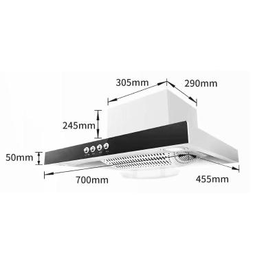 Chine Modèle 700 mm Filtre en acier inoxydable en forme de T Cuisine cheminée Cuisinière Capot d'échappement à vendre