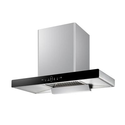 China Eco-friendly Electric T Shape Chimney Hood Filtro de aço inoxidável de baixo ruído Cor prateada Coaming à venda