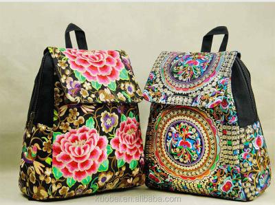 China Peony national embroidery Yunnan Kunming wind fashion wind fashion backpack bag for sale