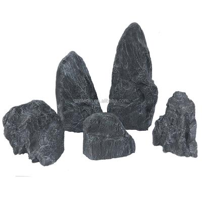 China Modern Outdoor Gray Artificial Faux Decorative Rocks Rock Fiberglass Stone Stone for sale