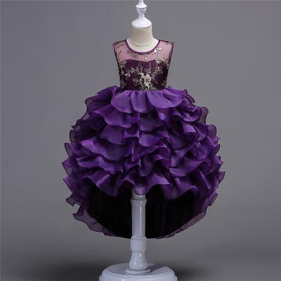 China Viable Factory Wholesale Lace Girls Dress Dress, New Style Flower Girl Dresses With Long Cut Out Front Long Back Skirts MLD102 for sale