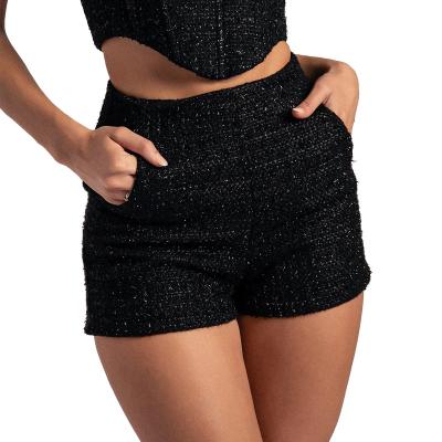 China Autumn Winter Tweed Woman Shorts Fashion Tweed Breathable Women's High Waist Shorts Women's Shorts for sale