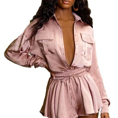 China 2021 Oversized Shirt Factory Supply Breathable Women's Upper Sexy Nude Satin Shirt for sale