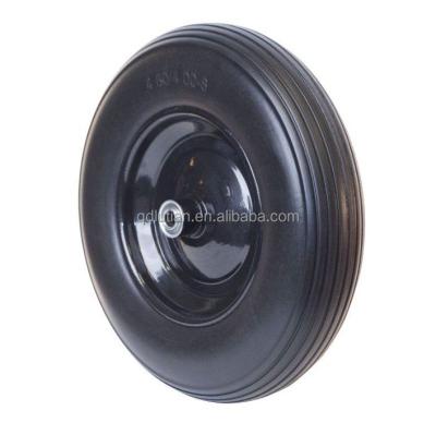 China Building Material Shops 16 Inch 4.00-8 PU Foam Wheel Barrow Flat Freewheel Solid Foam Wheel for sale